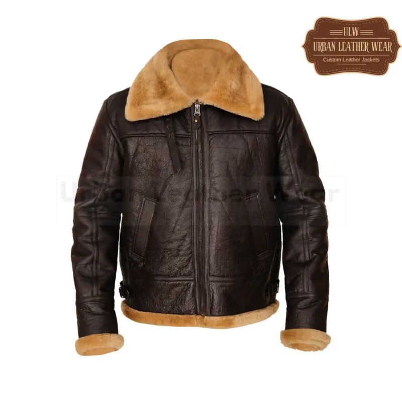 Men Brown B3 Shearling Leather Jacket | Urban Leather Wear