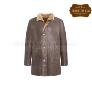 Men Classic Shearling Car Coat Brown