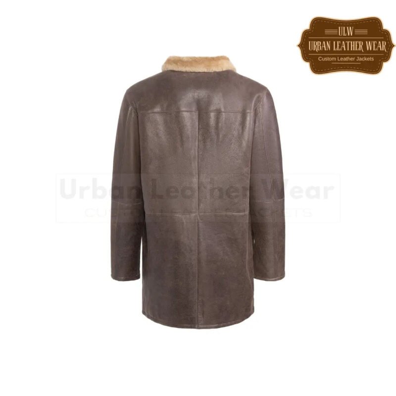 Men Classic Shearling Car Coat Brown | Urban Leather Wear