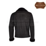 Men Crocodile Print Shearling Leather Coat Black | Urban Leather Wear
