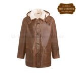 Men Hooded Shearling Duffle Coat cognac | Urban Leather Wear