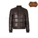 Men Leather Puffer Jacket Chocolate Brown | Urban Leather Wear