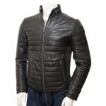 Men Leather Puffer Jacket in black | Urban Leather Wear