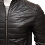 Men Leather Puffer Jacket in black | Urban Leather Wear