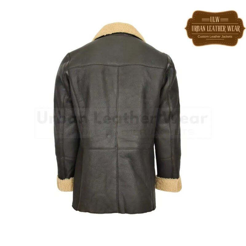 Men Leather Trench Shearling Brown Vintage Long Coat | Urban Leather Wear