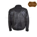 Men Leather Trucker Jacket Denim style Black | Urban Leather Wear