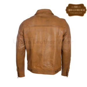 Men Leather Trucker Jacket black tan | Urban Leather Wear