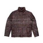 Men Leather down jacket burgundy | Urban Leather Wear