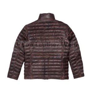 Men Leather down jacket burgundy | Urban Leather Wear