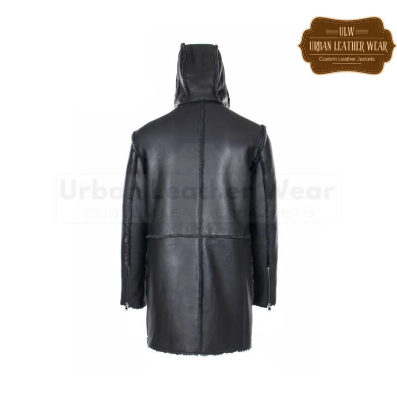 Men Long Coat – Real Leather black Hoodie Jackets | Urban Leather Wear