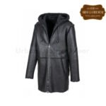 Men Long Coat – Real Leather black Hoodie Jackets | Urban Leather Wear