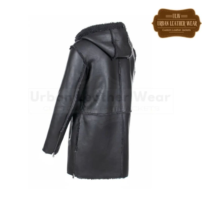Men Long Coat – Real Leather black Hoodie Jackets | Urban Leather Wear