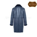 Men Long Double Breasted Shearling Coat blue | Urban Leather Wear