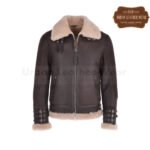 Men Luxury Shearling Biker Flying Jacket Brown | Urban Leather Wear