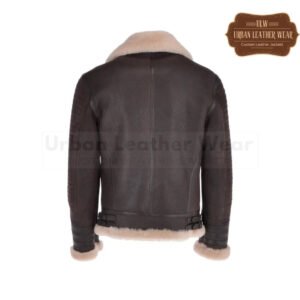 Men Luxury Shearling Biker Flying Jacket Brown | Urban Leather Wear