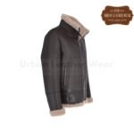 Men Luxury Shearling Biker Flying Jacket Brown | Urban Leather Wear