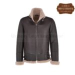 Men Luxury Shearling Biker Flying Jacket Brown | Urban Leather Wear