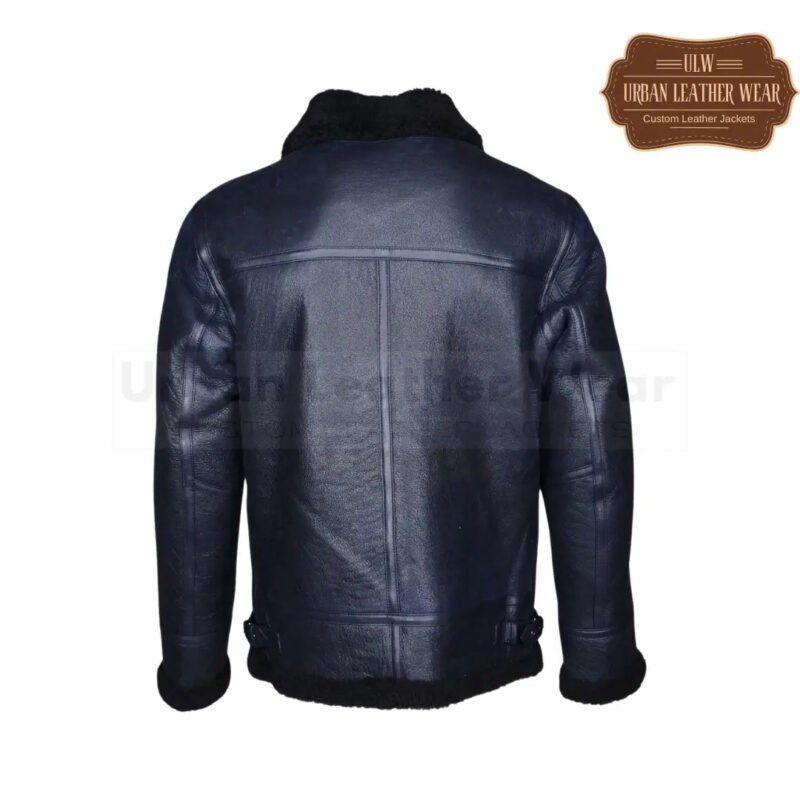 Men Nappa Shearling Leather Jacket Navy | Urban Leather Wear