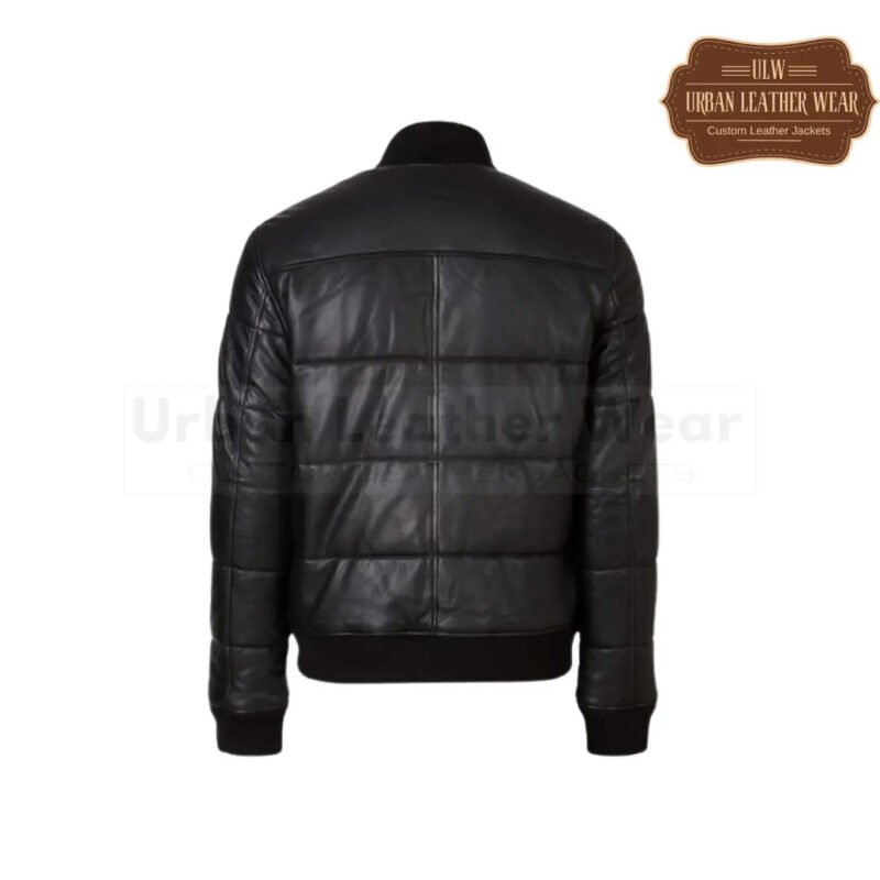 Men Puffer Bomber Jacket Black | Urban Leather Wear