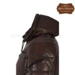 Men Puffer Hooded Lambskin Leather Jacket (Brown) | Urban Leather Wear