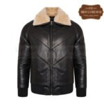 Men Quilted leather V Bomber Jacket | Urban Leather Wear