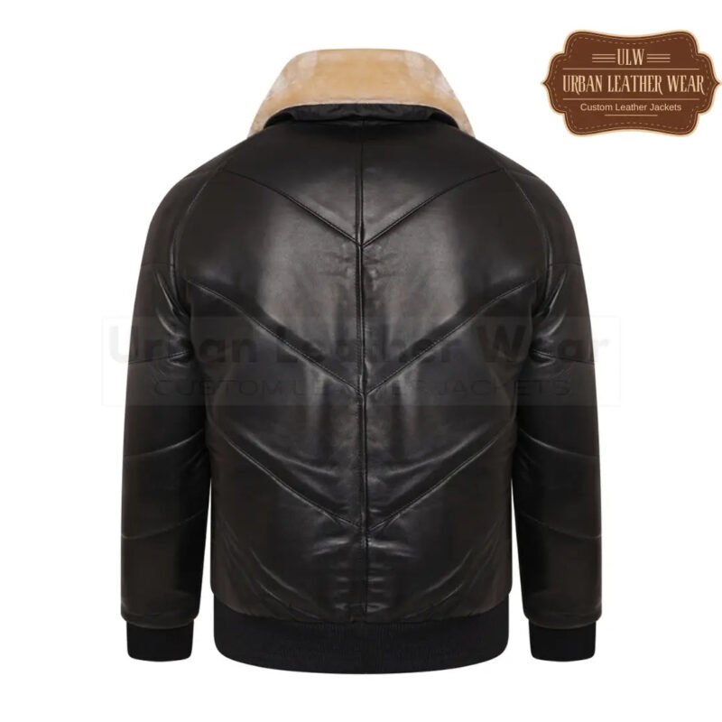 Men Quilted leather V Bomber Jacket | Urban Leather Wear