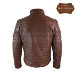 Men Real Leather Quilted Puffer Zipped Jacket Brown | Urban Leather Wear