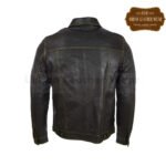 Men Real Leather Trucker Fashion Jacket Black Yellow Stitches | Urban Leather Wear