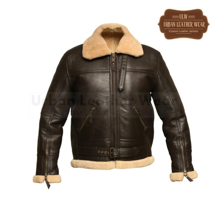 Men Shearling Leather Flight Jacket | Urban Leather Wear