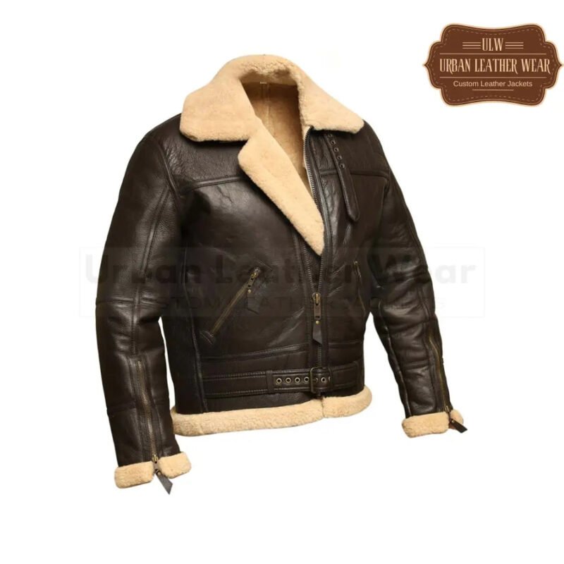 Men Shearling Leather Flight Jacket | Urban Leather Wear