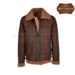 Men Shearling Leather Flying Jacket (Brown) | Urban Leather Wear