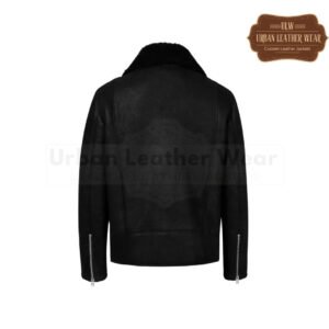 Men Shearling Leather Jacket Black | Urban Leather Wear