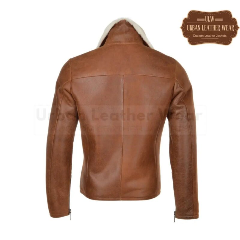 Men Shearling Leather Pilot Jacket Brown | Urban Leather Wear