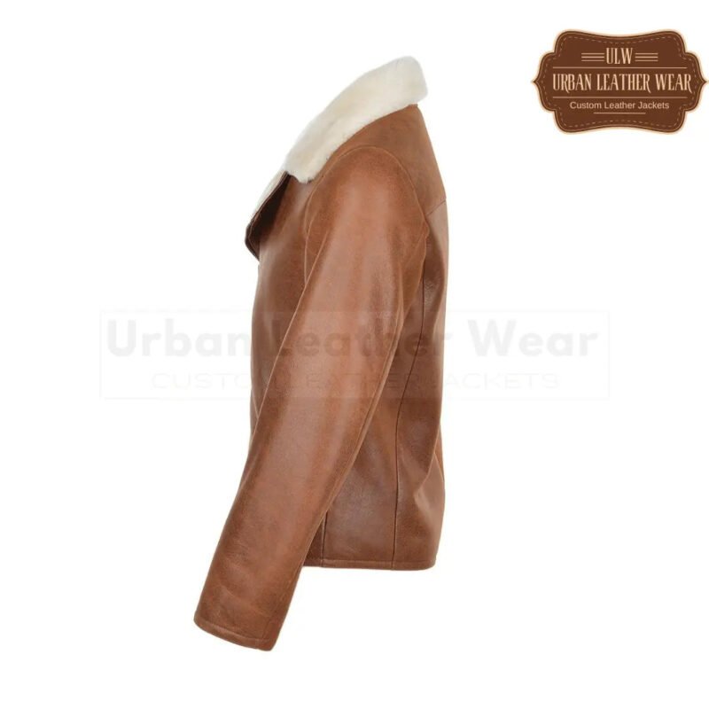 Men Shearling Leather Pilot Jacket Brown | Urban Leather Wear