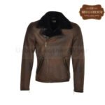 Men Shearling Leather Pilot Jacket Dark Brown | Urban Leather Wear