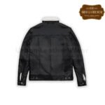Men Shearling Leather Trucker Jacket in Black and White | Urban Leather Wear