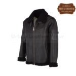 Men Shearling Pilot Leather Jacket Black | Urban Leather Wear