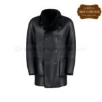 Men Shearling black long coat | Urban Leather Wear