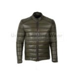 Men Sport Soft Inflatable Genuine Leather puffer Jacket | Urban Leather Wear