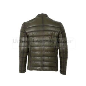 Men Sport Soft Inflatable Genuine Leather puffer Jacket | Urban Leather Wear