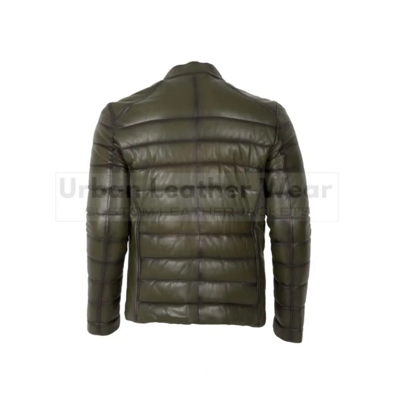 Men Sport Soft Inflatable Genuine Leather puffer Jacket | Urban Leather Wear