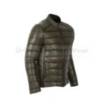 Men Sport Soft Inflatable Genuine Leather puffer Jacket | Urban Leather Wear
