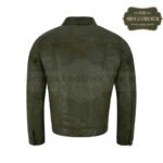 Men Trucker Leather Jacket Olive Levis Style | Urban Leather Wear