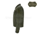 Men Trucker Leather Jacket Olive Levis Style | Urban Leather Wear