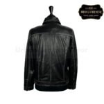 Men White Contrast Stitch Leather Trucker Jacket | Urban Leather Wear