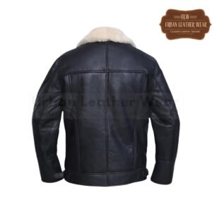 Men White Shearling Biker Leather Jacket | Urban Leather Wear