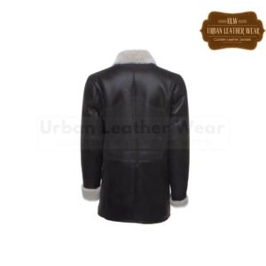Men brown shearling buttoned coat | Urban Leather Wear