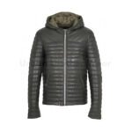 Men genuine leather down jacket (dark khaki) | Urban Leather Wear