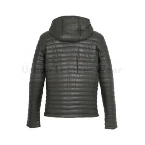 Men genuine leather down jacket (dark khaki) | Urban Leather Wear