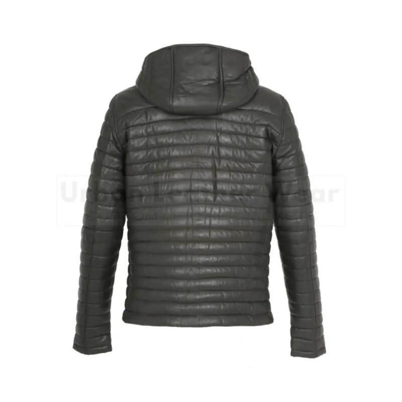 Men genuine leather down jacket (dark khaki) | Urban Leather Wear